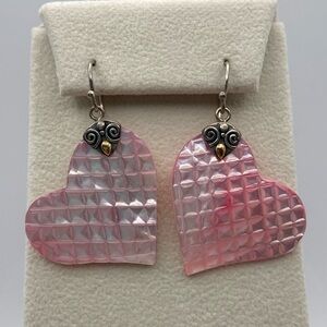 Robert Manse Bali Designs Sterling Silver 18K Heart Mother of Pearl Earrings